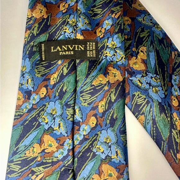 Lanvin Paris Cravat, Abstract Nature Designer Modern Silk Luxury Tie 3.5” 60” - Picture 6 of 8
